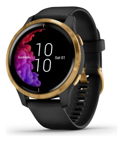 Relogio Smartwatch Garmin Venu 2 Plus Preto Com Anel Dourado