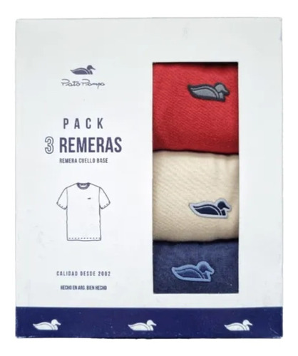 Remera Pato Pampa Pack X 3 U. Rojo - Beige - Azul.