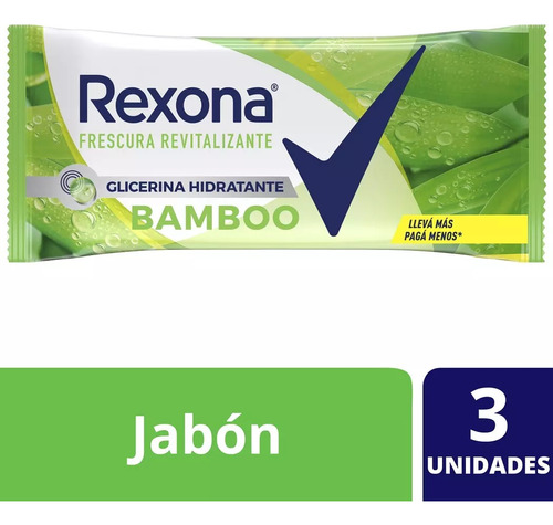 Jabón De Tocador Glicerina Active Rexona 3x125g Fragancia Bamboo