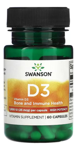 Vitamina D3 1000 Ui 25 Mcg 60 Softgels (2 Meses)