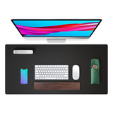 Deskpad Mouse Pad 90x45 Couro Sintético Extra Grande Office Cor Preto