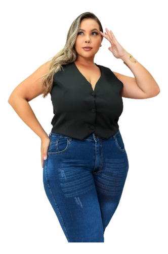 Coletinho Curto Plus Size Feminino Social Alfaiataria Oferta