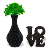 Vaso Espiral + Palavra Love 3d + Planta - Decoração Sala