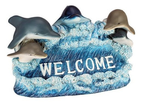 Diseño Toscano Dolphin Bienvenido Estatua