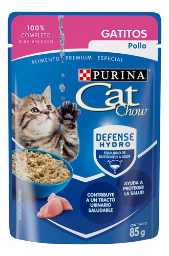 Alimento Cat Chow Pouch Gatitos Pollo De 85g