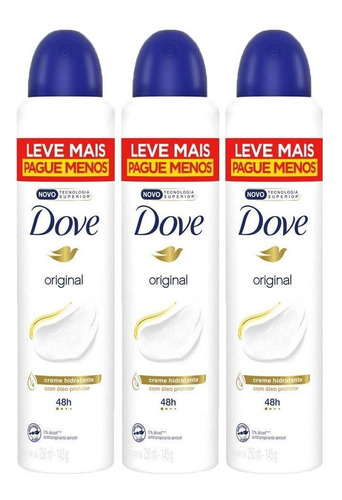 Kit 3 Desodorante Antitranspirante Dove Women Original 250ml
