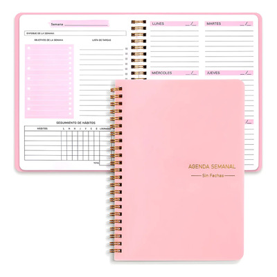 Agenda Semanal Sin Fecha, Cuaderno De Espiral A5 | MercadoLibre
