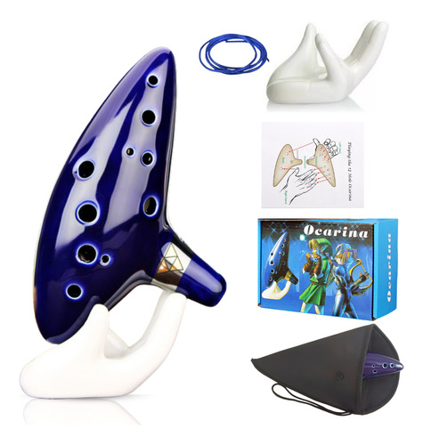 Ocarina Legend Of Zelda + Suporte + Caixa + Corda + Manual