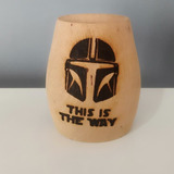 Mate De Madera Grabado Con Bombilla: The Mandalorian