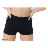 Short De Malla Tipo Boxer Negro Liso Tiro Alto Natubel 10900