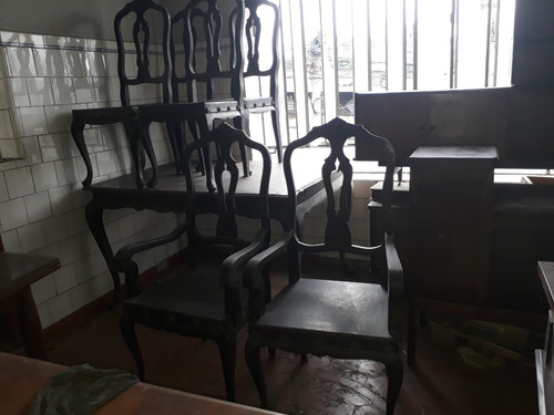 Mesa 6 Cadeiras( 2 De Braço ) Chipandelle Couro Pirografado