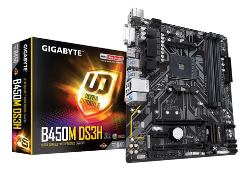 Placa Mãe Gigabyte Ultra Durable B450m Ds3h Rev. 1.x 4 Slots