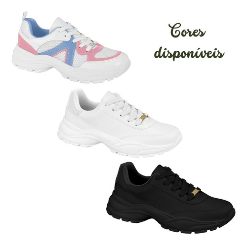 Tênis Feminino Chunky Vizzano Palmilha Macia Branco 1331.101