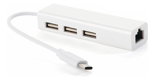 Usb 2.0 Tipo-c 3 Puertos Hub Fast Ethernet Adaptador Rj45 10