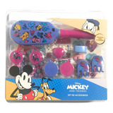 Set Mickey Y Amigos Cepillo Broches Kit P/ Collares Disney
