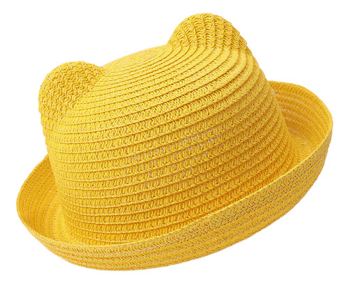 Lindo Sombrero De Paja Para Niños Con Orejas De Gato, Color