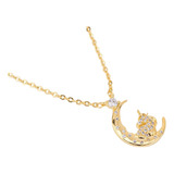 Collar Con Dije De Luna Cabeza De Unicornio Oro Laminado 14k