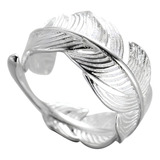 Anillo Pluma Baño Plata Exclusivo Ajustable 