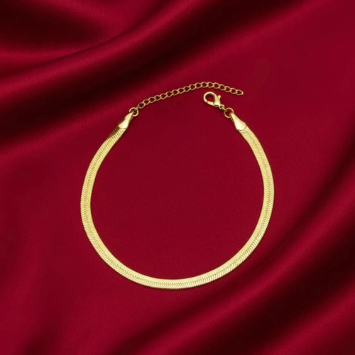 Pulseira Feminina Fita Malha 4mm Delicada Ouro 18k Garantia