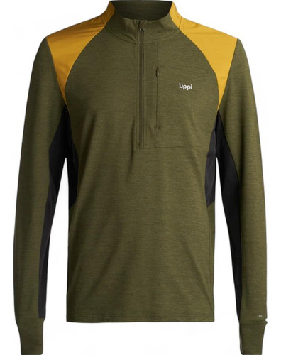 Poleron Hombre Egger 1/4 Zip Melange Lippi Verde