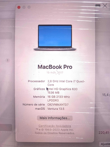 Macbook Pro Touch Bar 16g 2017