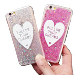 Funda Glitter Para iPhone Corazon Amor Dama Mujer Brillos 3d