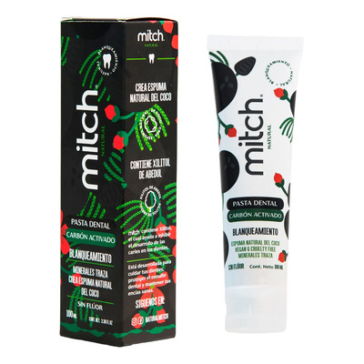 Pasta Dental Natural Mitch De Carbón Activado 100ml Blanqueamiento Sin Flúor | MercadoLibre