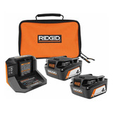 Kit De 2 Baterias Y Cargador Ridgid 18v Y 4 Ah Ac93044sbn