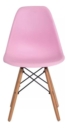 Kit Duas Cadeiras Pé Palito Wood Sala Fácil Mobilidade Rosa 