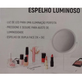 Espelho Maquiagem Mesa Aumenta 3x Led Gira360 Duplaface