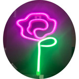 Luz Led Neon Flor Rosa Decoracion Boda Pared Bateria Usb 