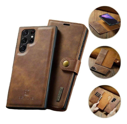 Funda De Piel Magnética Con Tapa Para Samsung Con Clip Para