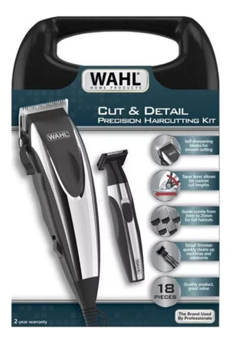 Combo Maquina Peluqueria Wahl Cut And Detail 9243-6208 Color Negro 110v