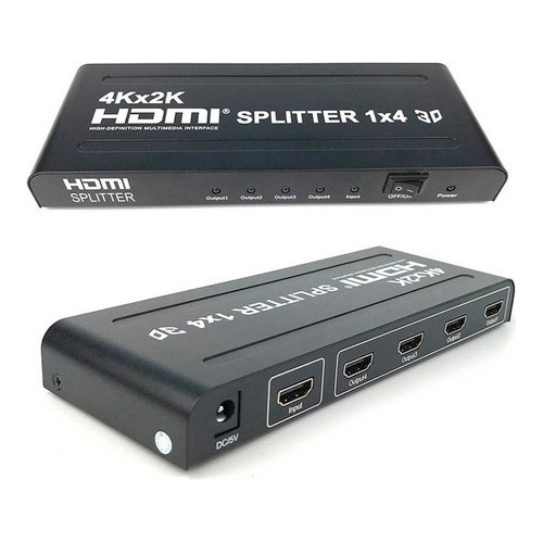 Hdmi Splitter Switch Multiplicador 1x4 4k 3d Fullhd + Fuente