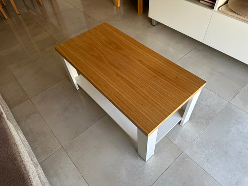 Mesa Ratona En Melamina Blanca Y Tapa De Madera Paraíso