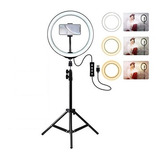 Aro De Luz Led 26 Cm Con Trípode 2 Metros Make Up Selfies