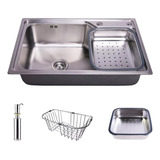 Bacha Cocina 75 X 45 X 23 + Canasto + Colador + Dispenser 