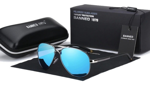 C Gafas Sol Aviador Polarizadas Hd Uv400 Banned Hombre Mujer