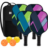 Pack De 4 Raquetas De Ping Pong Beives Pickleball Be06 Verde/rosa