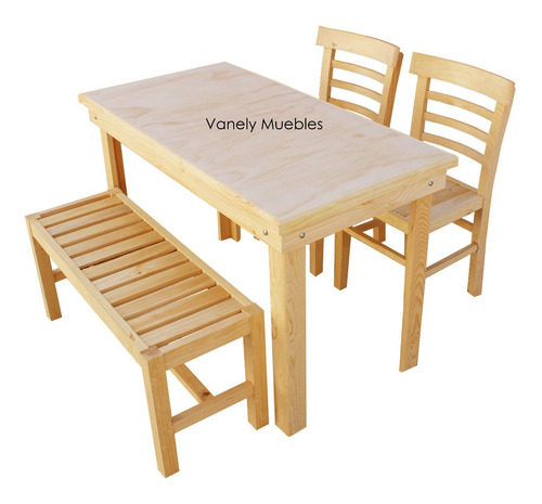 Comedor De Madera 4 Personas Con Banca Valery-  