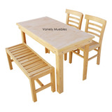 Comedor De Madera 4 Personas Con Banca Valery-  