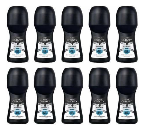 Kit 10 Desodorantes Avon Roll-on Onduty Men Invisible 50ml