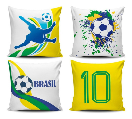 Kit 4 Almofadas Cheias Copa Do Mundo Brasil Camisa Dez 45x45