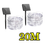 Pisca Pisca Cascata 2 X 20m Kit Luzes De Natal Solar Jardim