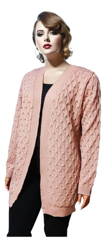 Casaco Sobretudo Cardigan Fem Plus Size  Lã Tricot  536