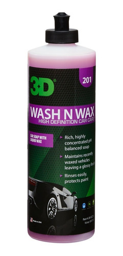 Wash N Wax / Shampoo Con Cera 1/2 Litro / 3d Detailing