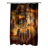 Cortina Ducha Impermeable Y Lavable Wolf Dreamcatcher