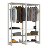 Roupeiro Closet Solteiro 1,6m Com 2 Cabideiros Branco