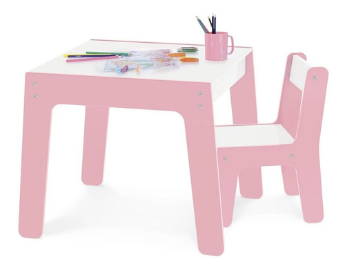 Brinquedo Conjunto Mesa E Cadeira Infantil Rosa - 990