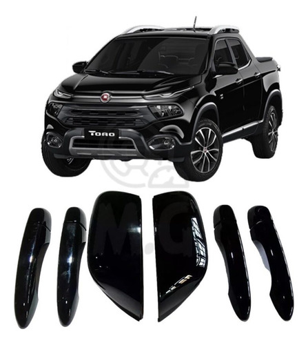 Capas Retrovisores Maçanetas Fiat Toro Mopar Black Piano